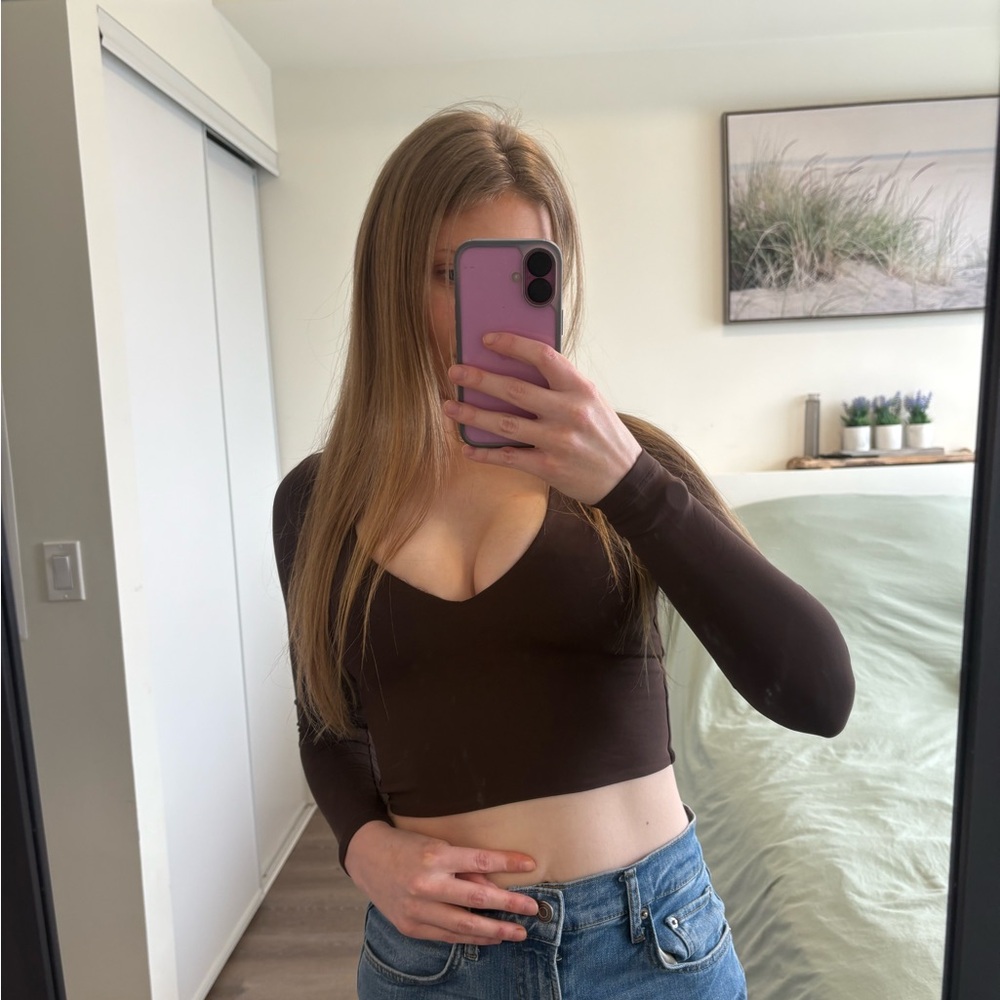 Sexy Brown Babaton Deep-V Top
